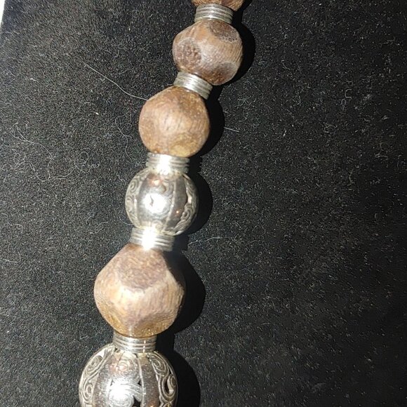 Brighton Kismet Brown Wooden and Silver-Tone Necklace Graduating Bead Chunky 18 - Picture 11 of 12